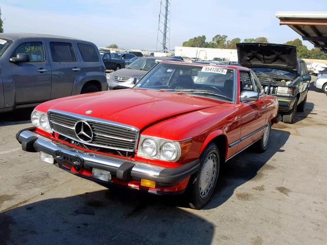 WDBBA48D6KA093154 - 1989 MERCEDES-BENZ 560 SL RED photo 2