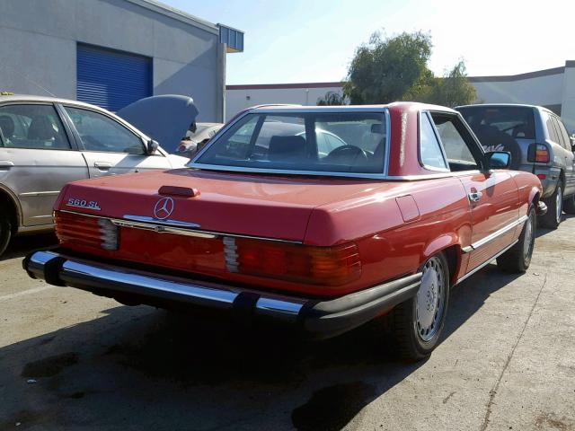 WDBBA48D6KA093154 - 1989 MERCEDES-BENZ 560 SL RED photo 4