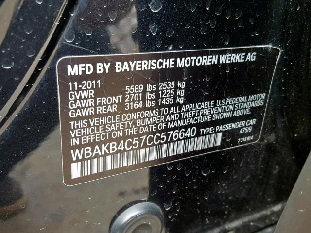 WBAKB4C57CC576640 - 2012 BMW 740 LI BLACK photo 10