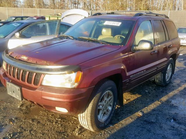 1J4GW68S0XC727759 - 1999 JEEP GRAND CHER BURGUNDY photo 2