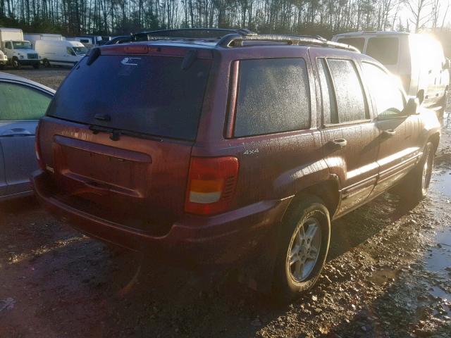 1J4GW68S0XC727759 - 1999 JEEP GRAND CHER BURGUNDY photo 4