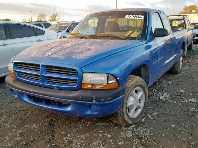 1B7FL22P6YS634842 - 2000 DODGE DAKOTA BLUE photo 2