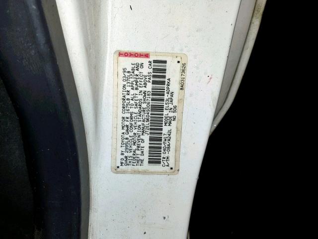 JT2EL56D4S0067183 - 1995 TOYOTA TERCEL DX WHITE photo 10