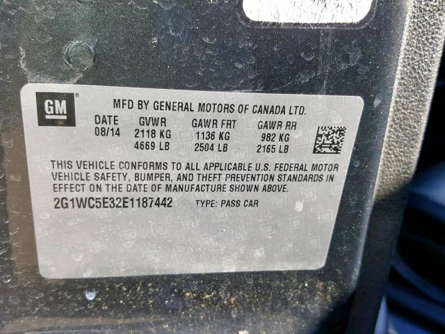 2G1WC5E32E1187442 - 2014 CHEVROLET IMPALA LIM GRAY photo 10