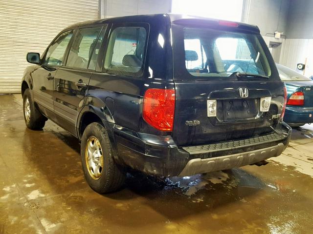 2HKYF18193H537610 - 2003 HONDA PILOT LX BLACK photo 3