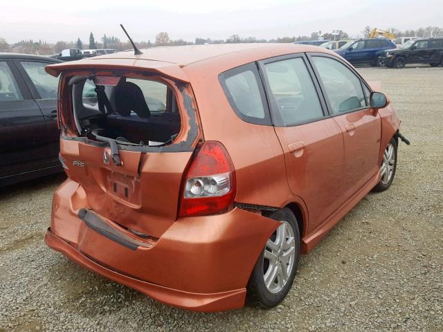 JHMGD38698S027578 - 2008 HONDA FIT SPORT ORANGE photo 4