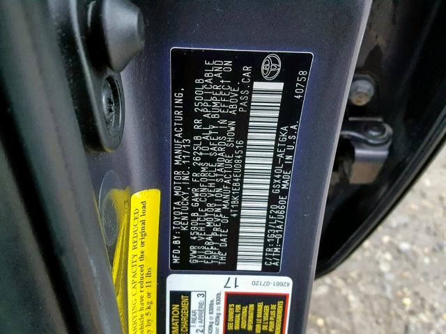 4T1BK1EB4EU084516 - 2014 TOYOTA AVALON BAS Boz foto 10