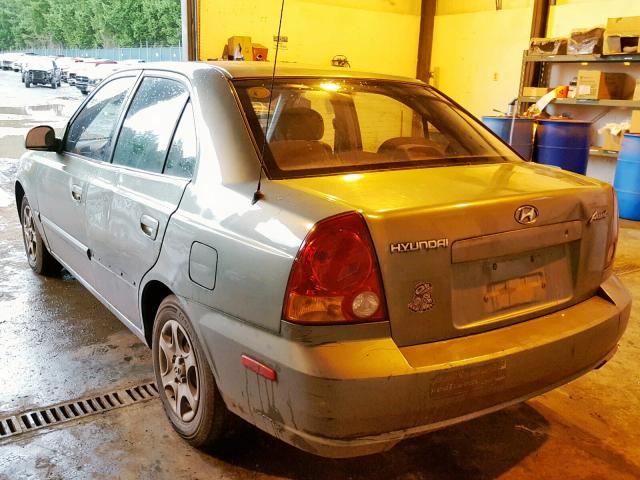 KMHCG45C14U509477 - 2004 HYUNDAI ACCENT GL GREEN photo 3