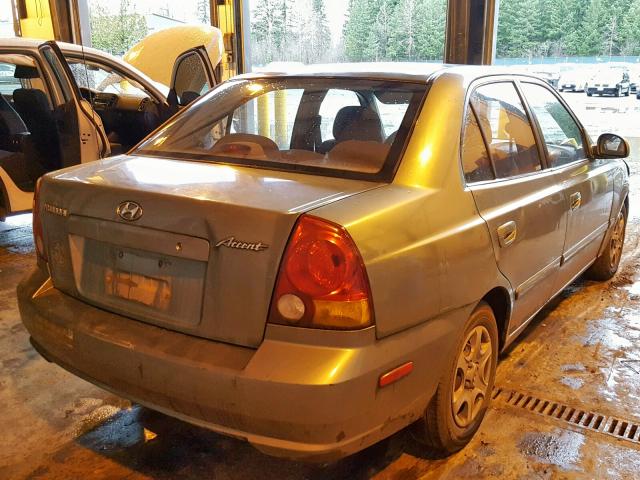 KMHCG45C14U509477 - 2004 HYUNDAI ACCENT GL GREEN photo 4