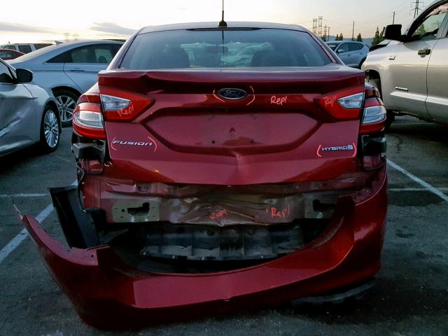 3FA6P0UU8FR144347 - 2015 FORD FUSION S H RED photo 9