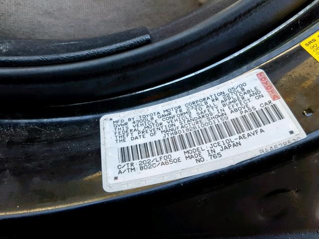 JTHBD182610001159 - 2001 LEXUS IS 300 BLACK photo 10