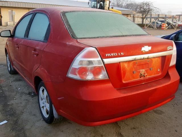 KL1TD56667B184327 - 2007 CHEVROLET AVEO BASE Қызыл фото 3