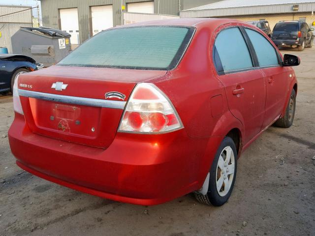 KL1TD56667B184327 - 2007 CHEVROLET AVEO BASE Қызыл фото 4