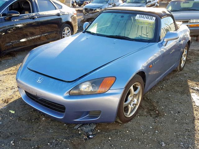 JHMAP11412T006087 - 2002 HONDA S2000 BLUE photo 2