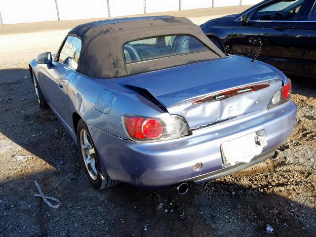 JHMAP11412T006087 - 2002 HONDA S2000 BLUE photo 3