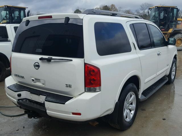 5N1AA08C78N601741 - 2008 NISSAN ARMADA SE WHITE photo 4