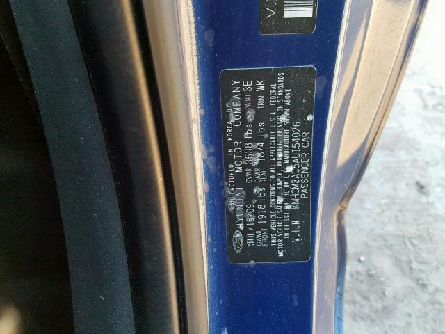 KMHCM3AC5AU154026 - 2010 HYUNDAI ACCENT BLU BLUE photo 10