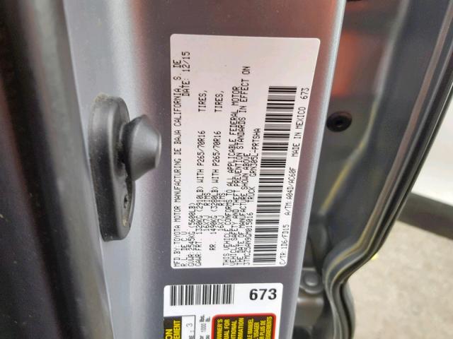 3TMCZ5AN9GM015016 - 2016 TOYOTA TACOMA DOU SILVER photo 10