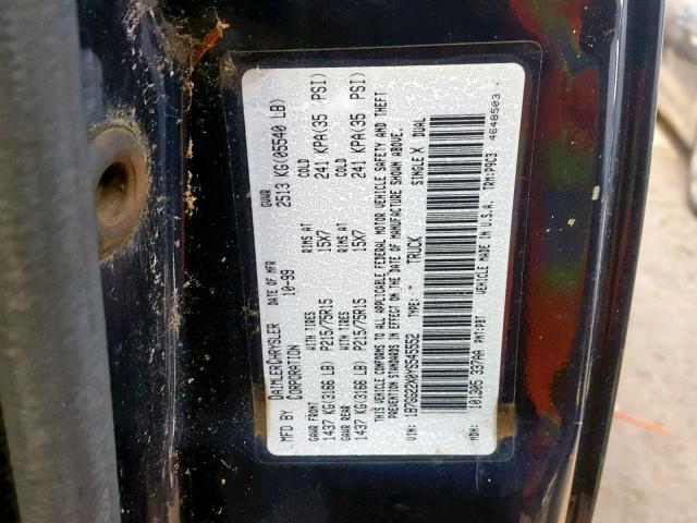 1B7GG22X0YS545552 - 2000 DODGE DAKOTA BLUE photo 10