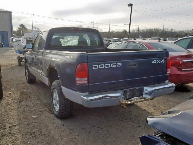 1B7GG22X0YS545552 - 2000 DODGE DAKOTA BLUE photo 3