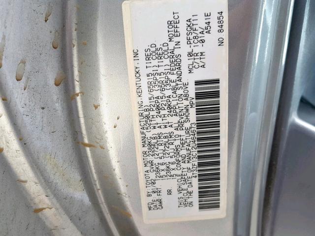 4T3ZF13C12U464673 - 2002 TOYOTA SIENNA LE SILVER photo 10