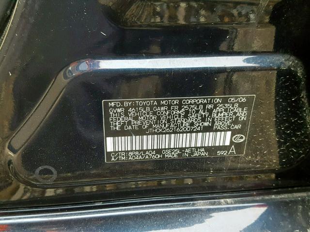 JTHCK262162007241 - 2006 LEXUS IS 250 BLUE photo 10