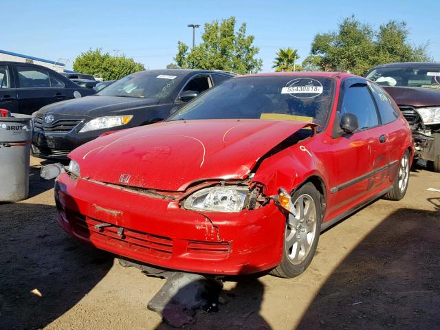 2HGEH2465SH514645 - 1995 HONDA CIVIC DX RED photo 2