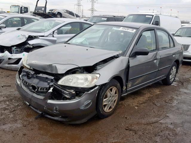 1HGES16495L014745 - 2005 HONDA CIVIC DX GRAY photo 2