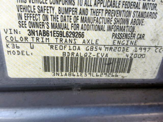 3N1AB61E59L629266 - 2009 NISSAN SENTRA 2.0 GRAY photo 10