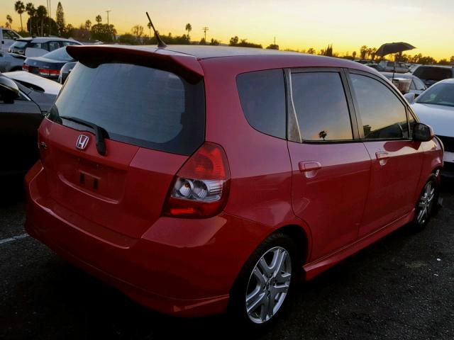 JHMGD38648S041694 - 2008 HONDA FIT SPORT RED photo 4