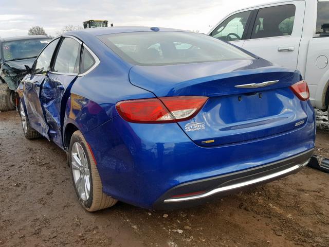 1C3CCCAB4FN649015 - 2015 CHRYSLER 200 LIMITE BLUE photo 3