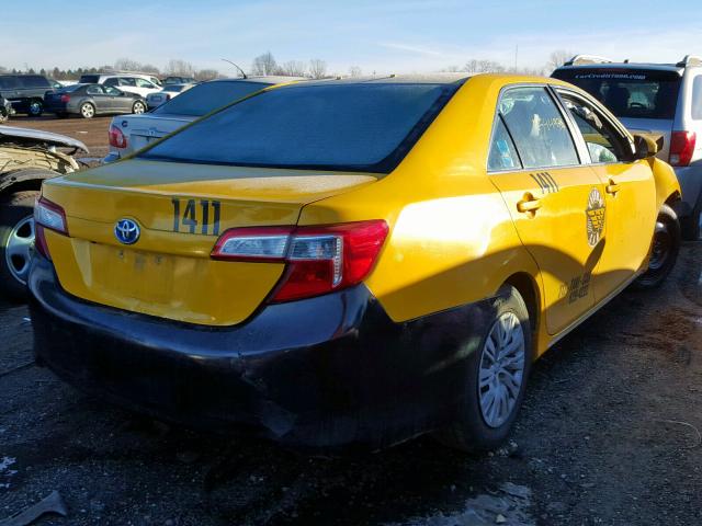 4T1BD1FKXEU112683 - 2014 TOYOTA CAMRY HYBR YELLOW photo 4