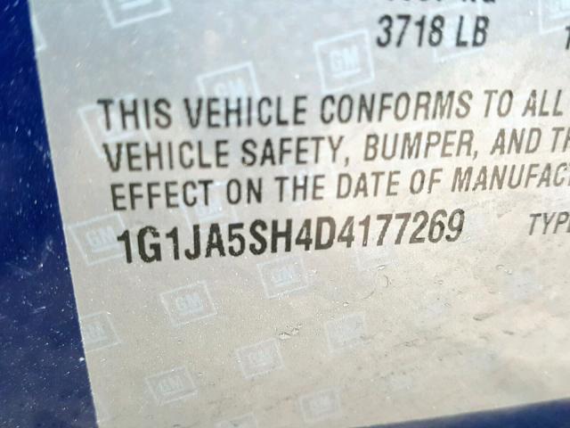 1G1JA5SH4D4177269 - 2013 CHEVROLET SONIC LS 蓝色 照片 10