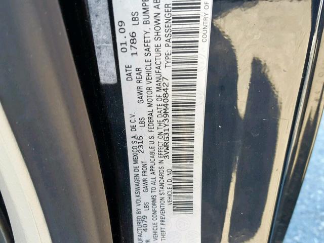 3VWRG31Y39M408427 - 2009 VOLKSWAGEN NEW BEETLE Schwarz Foto 10