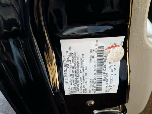 1FAFP34N26W200113 - 2006 FORD FOCUS ZX4 BLACK photo 10