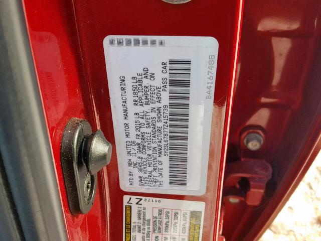 5Y2SL67877Z415739 - 2007 PONTIAC VIBE RED photo 10