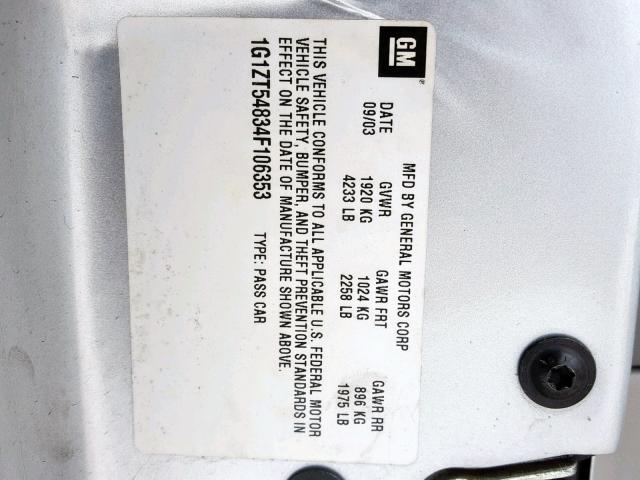 1G1ZT54834F106353 - 2004 CHEVROLET MALIBU LS ვერცხლისფერი ფოტო 10