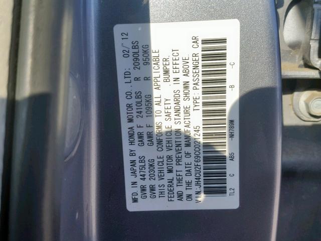 JH4CU2F69CC021245 - 2012 ACURA TSX TECH GRAY photo 10