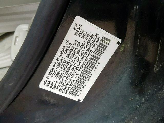 5FNRL38246B116527 - 2006 HONDA ODYSSEY LX BLUE photo 10