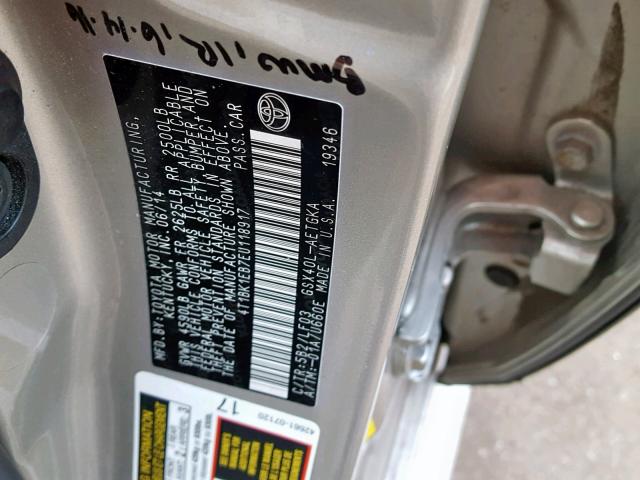 4T1BK1EB7EU118917 - 2014 TOYOTA AVALON BAS Brun photo 10