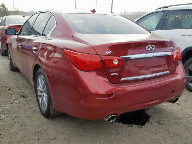 JN1BV7AR2FM402137 - 2015 INFINITI Q50 BASE MAROON photo 3