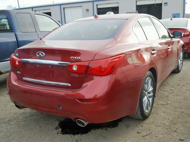 JN1BV7AR2FM402137 - 2015 INFINITI Q50 BASE MAROON photo 4