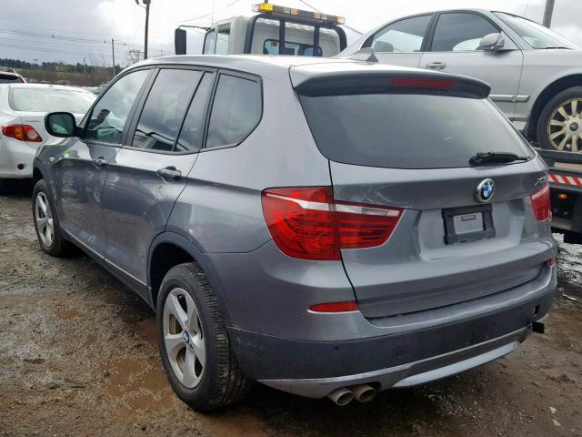 5UXWX5C51BL709644 - 2011 BMW X3 XDRIVE2 GRAY photo 3