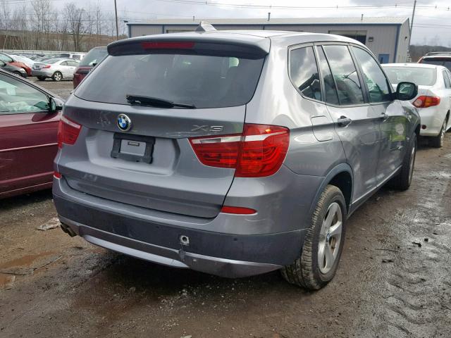 5UXWX5C51BL709644 - 2011 BMW X3 XDRIVE2 GRAY photo 4