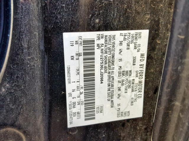 5LMFU27536LJ20984 - 2006 LINCOLN NAVIGATOR 黑色 照片 10