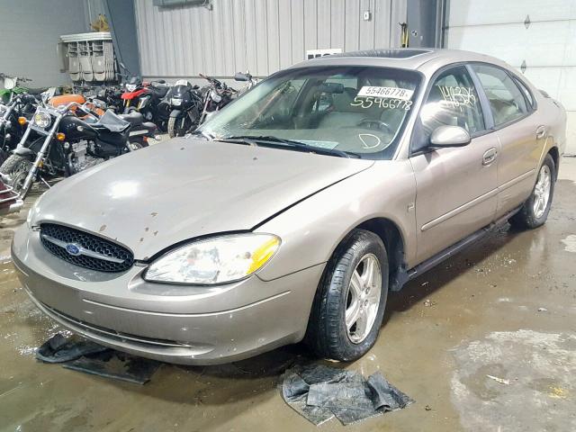 1FAFP56S82A220615 - 2002 FORD TAURUS SEL GOLD photo 2