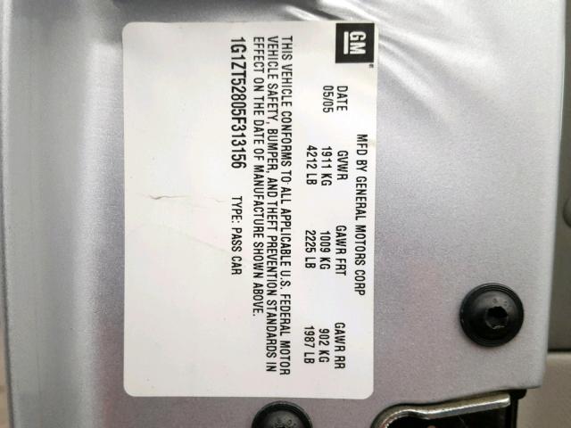 1G1ZT52805F313156 - 2005 CHEVROLET MALIBU LS SILVER photo 10