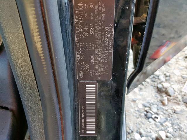 KNAFU4A20A5823809 - 2010 KIA FORTE EX BLACK photo 10