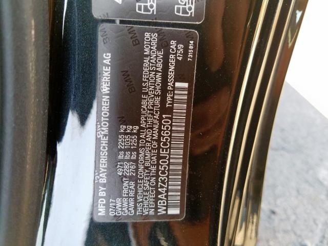 WBA4Z3C50JEC56501 - 2018 BMW 430XI BLACK photo 10