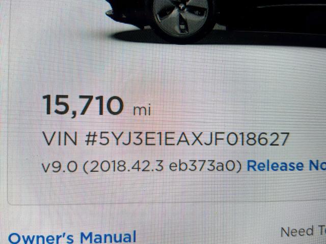 5YJ3E1EAXJF018627 - 2018 TESLA MODEL 3 BLACK photo 8